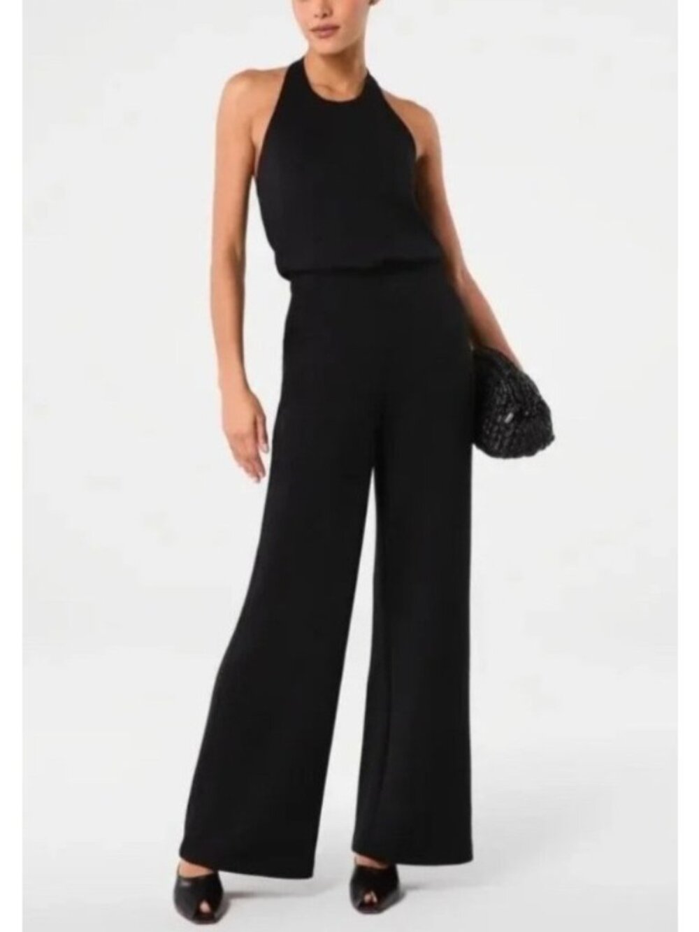 NEW Spanx Air Essentials Halter Wide-Leg Jumpsuit XL Black Casual Loungewear